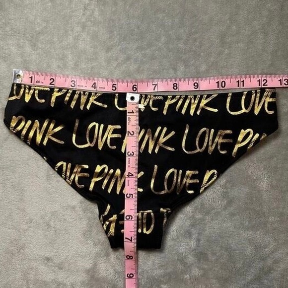 Y2K‎ Pink Victorias Secret Bikini Bottoms Women Size XS Gold Foil Metallic Glam - Picture 7 of 11